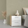 Holly Bedside 2 Drawers in Oak with White High Gloss
