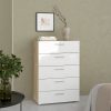 Holly Chest of 5 Drawers in Oak with White Gloss