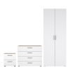 Holly Package - Bedside 2 Drawers + Chest of 4 Drawers + Wardrobe with 2 Doors in Oak with White High Gloss