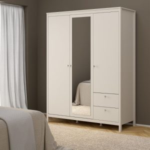 Neutron Wardrobe with 2 Doors 1 Mirror Door 2 Drawers in Cashmere