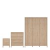 Neutron Package - Bedside Table 2 Drawers + Chest 3+2 Drawers + Wardrobe with 3 Doors in Jackson Hickory Oak