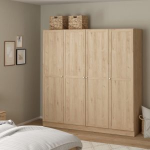Jango Wardrobe with 4 Frame Doors in Jackson Hickory Oak