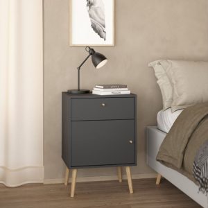 Starlight Nightstand 1 Door + 1 Drawer Dark Grey