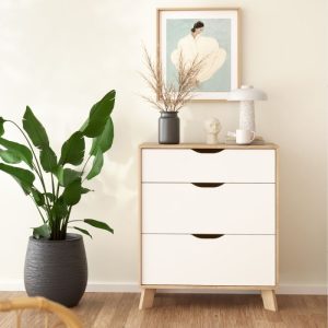 Nori Chest 3 Drawers in Jackson Hickory and White