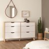 Nori Double Dresser 6 Drawers in Jackson Hickory and White