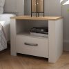 Tweedle 1 Drawer Bedside in White/Riviera Oak
