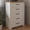 Tweedle 5 Drawer Narrow Chest in White/Riviera Oak
