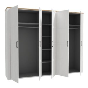 Nevis 5 Door Wardrobe in White/Riviera Oak - Image 3