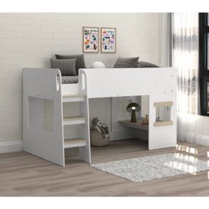 Loxley Mid Sleeper with Under Desk White-Oak