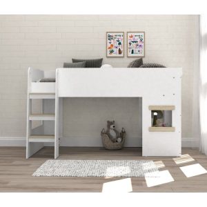 Alternative view of Loxley Mid Sleeper with Under Desk White-Oak