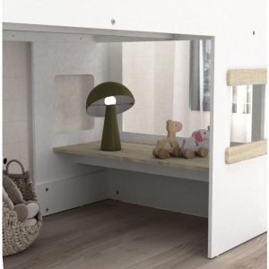 Loxley Mid Sleeper with Under Desk White-Oak - Image 3