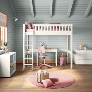 Arven White High Sleeper with Storage Desk